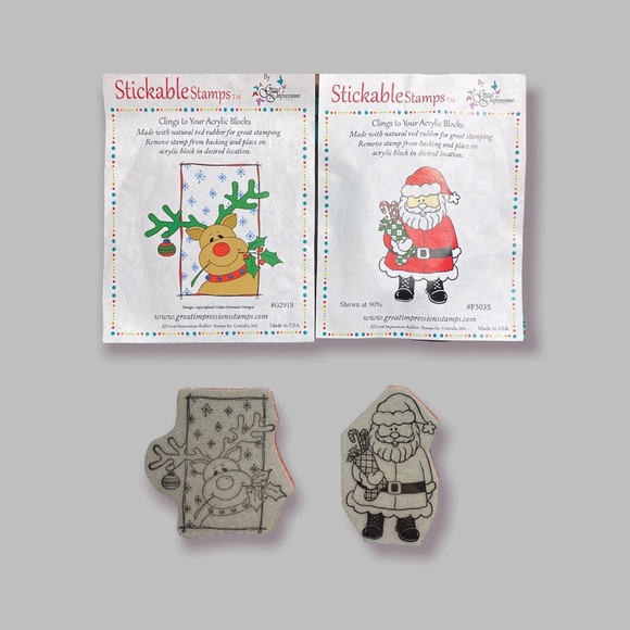 Lot of 2 Christmas Rubber Stamps by Great Impressions - Picture 1 of 4